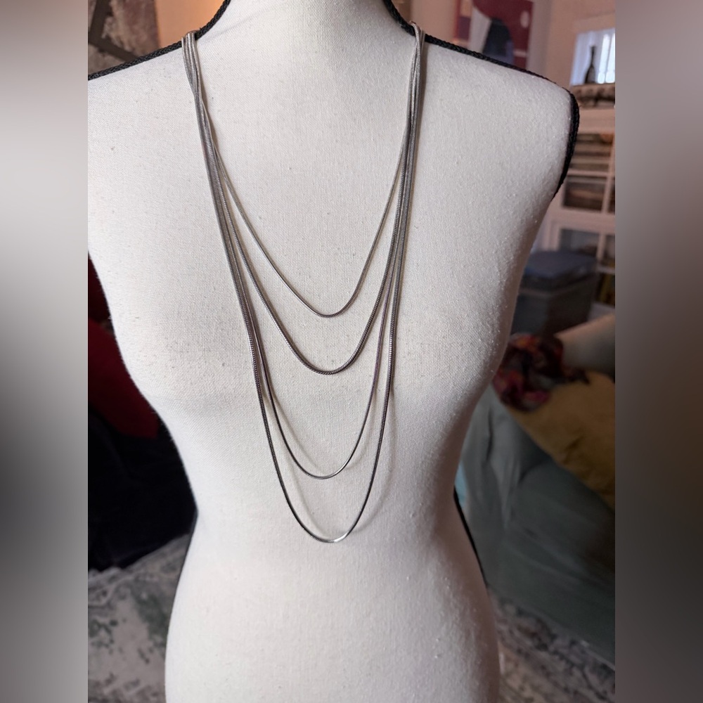 Chic Multi-Layer Silver Plated Necklace - image 7